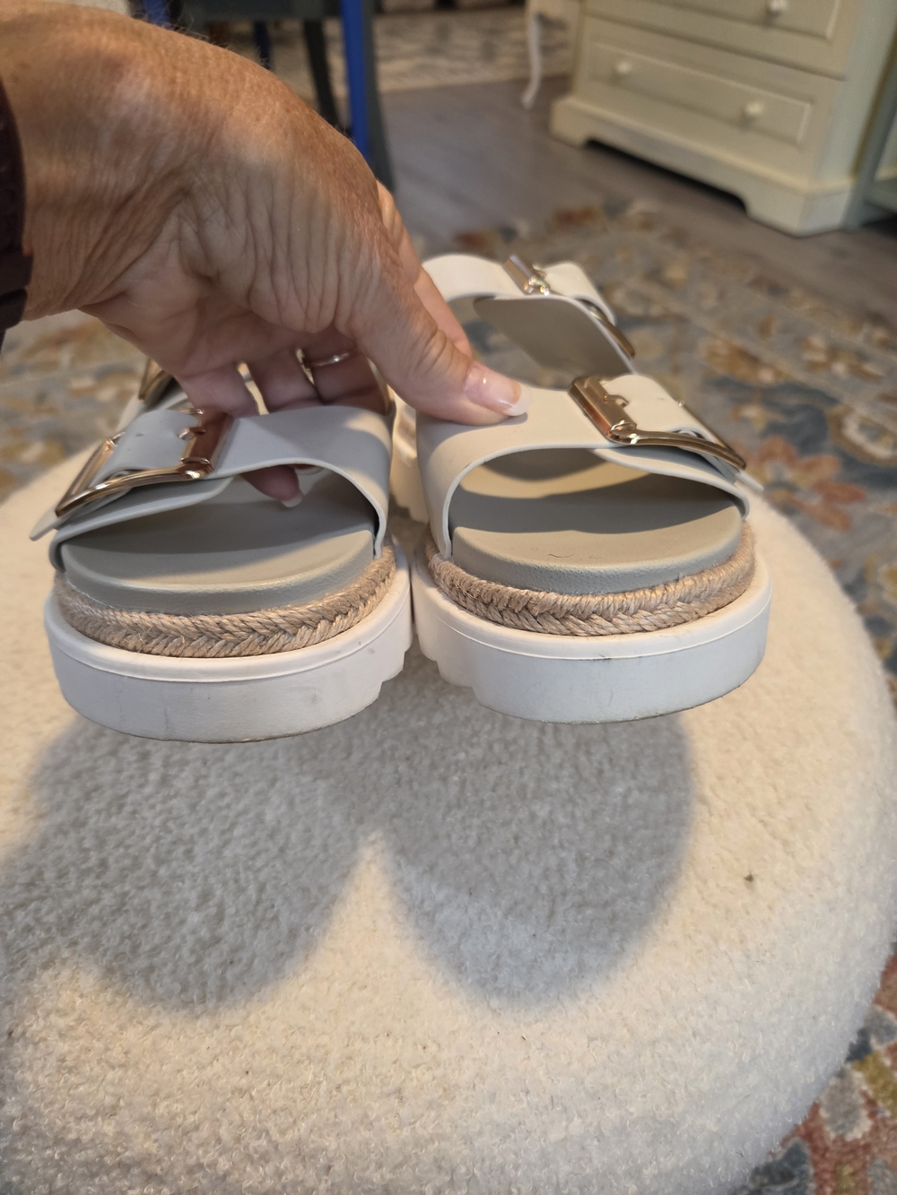 Madden Girl White Double-Buckle Platform Slide Sandals - Picture 5 of 8